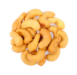 Roasted cashew nuts mixed salts isolated on a white background.