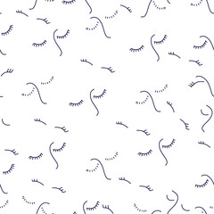 Eyes seamless pattern, closed eyes, laughing eyes, eyelashes. Vector. For the design of wrapping paper, textile.