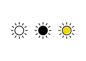Sun icon set. Brightness icon vector