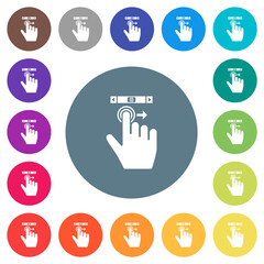 Fototapeta premium right handed scroll right gesture flat white icons on round color backgrounds