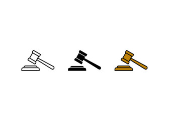 Gavel icon set. Hammer symbol vector