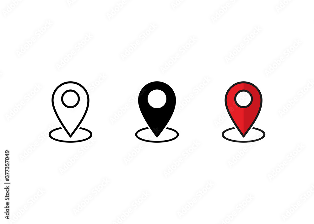 Poster pin map icon set. location point vector
