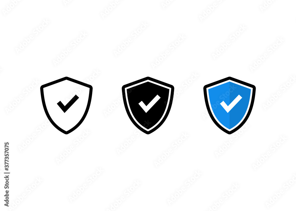 Poster shield check mark icon set, shield check mark sign and symbol vector