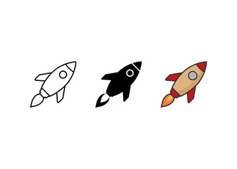 rocket icon set, rocket sign and symbol vector