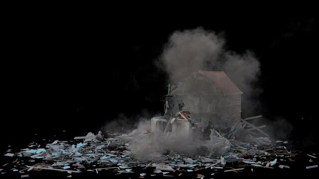 Summer House Explosion on Transparent Background