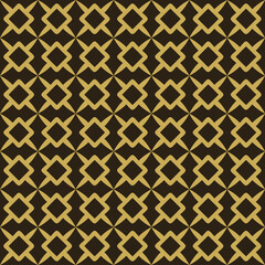 Gold ornament on black background, simple geometric seamless pattern, background wallpaper, texture