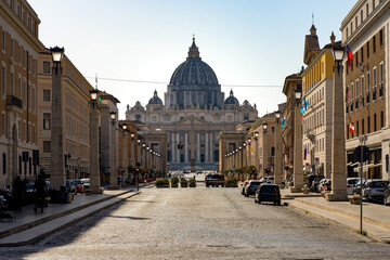 St. Peter Basilica and Via della Conciliazione Street. 