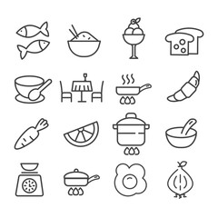 Set of food icon. Restaurant or cooking concept. Modern outline on white background