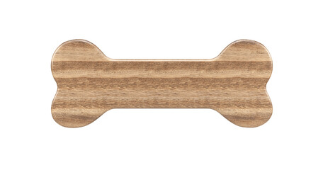 bone shaped wooden signboard. isolated on white background. 3d rendering.