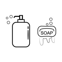 illustration of alcohol bottle and soap