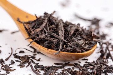Heap of black tea leaves