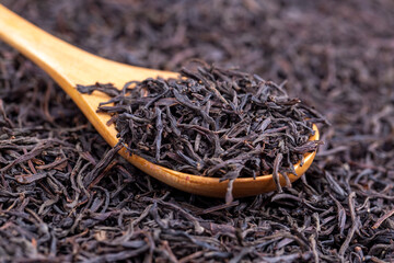 Heap of black tea leaves