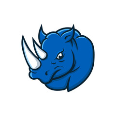 Rhino Animal Icon Logo Sport Team. Rhinoceros Cartoon Esport Symbol. Wildlife Animal Fauna Mascot Vector Illustration