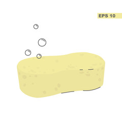 Vector illustration of a yellow sponge isolated on a white background. Simple flat style, colored.