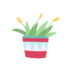 Drawing decorative fresh flowers in flower pot