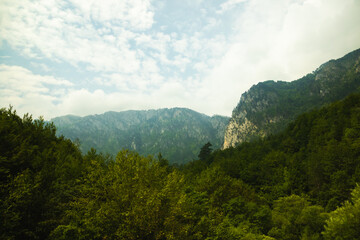 Distant mountain peaks, very high slopes, European tourism, landscapes in Montenegro