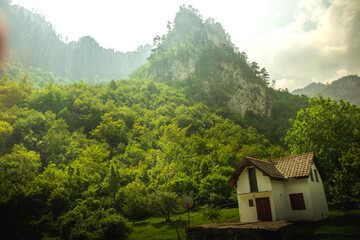 Very sharp and high peak in the Montenegrin mountains, tourism in Europe