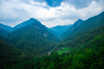 View of the tara river from the djurdjevic bridge, montenegro and european mountain landscapes