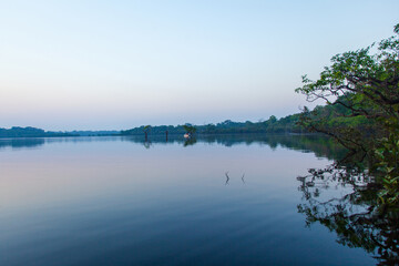 Fototapeta na wymiar Sunrise on Amazon forest river