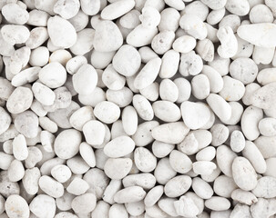 White pebbles stone texture and background 