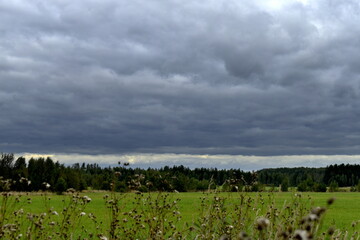 solid clouds over the field