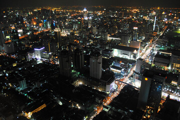 Night view of Bangkok from the top of skyscraper
