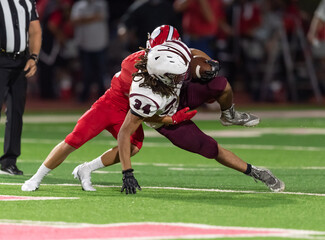 Amazing athletes making great catches and runs during a competitive football game