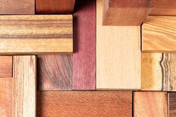Bars blocks scales of valuable exotic tree wood