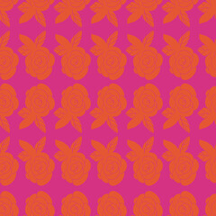 Orange and fuchsia out rose repeat pattern print background