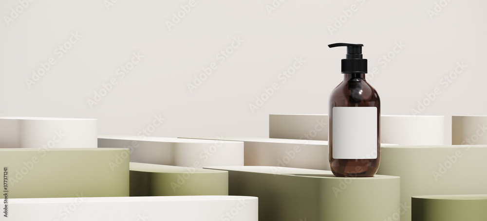 Poster minimal abstract mockup background for product presentation. white and green blending gradient podiu