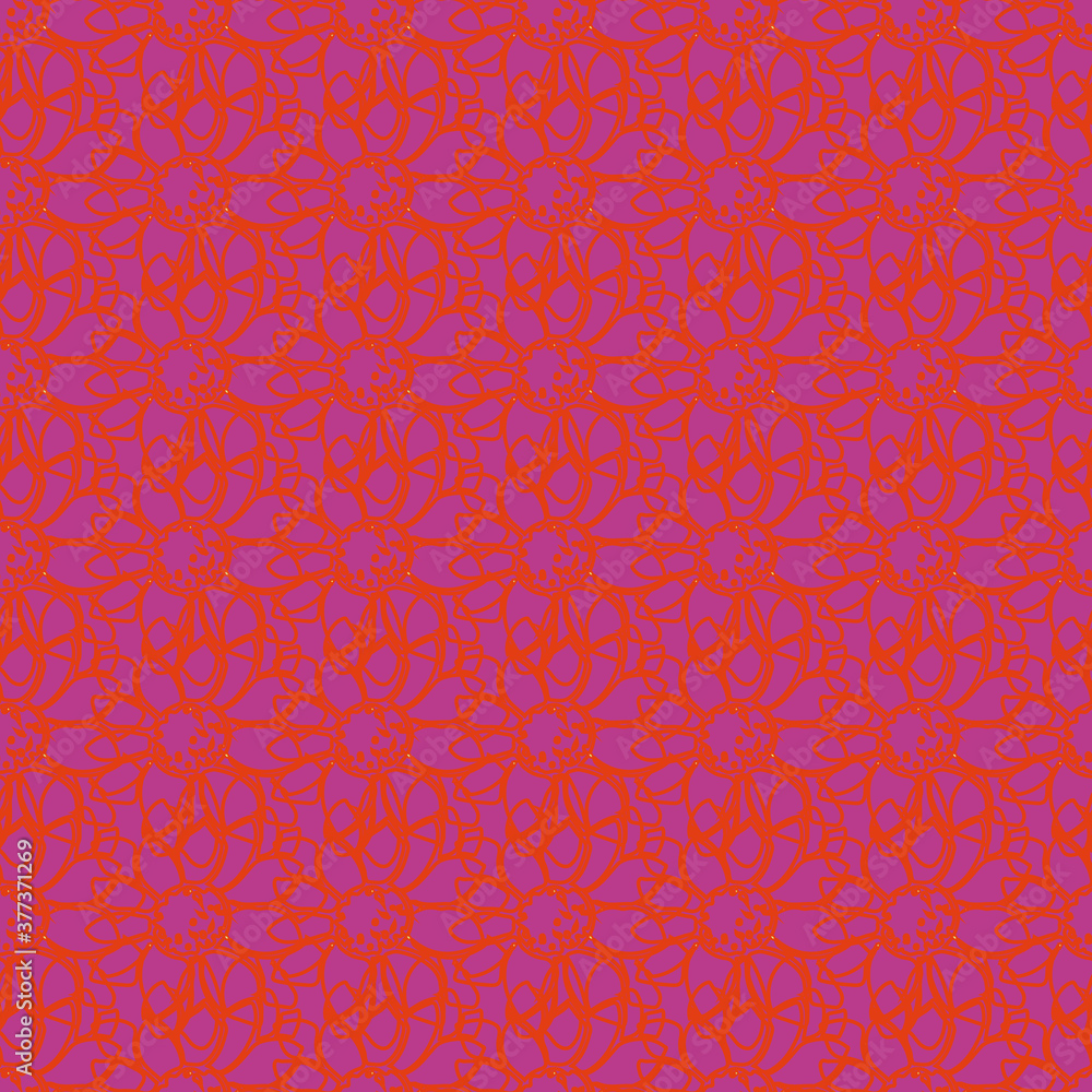 Poster orange and fuchsia cut out rose repeat pattern print background