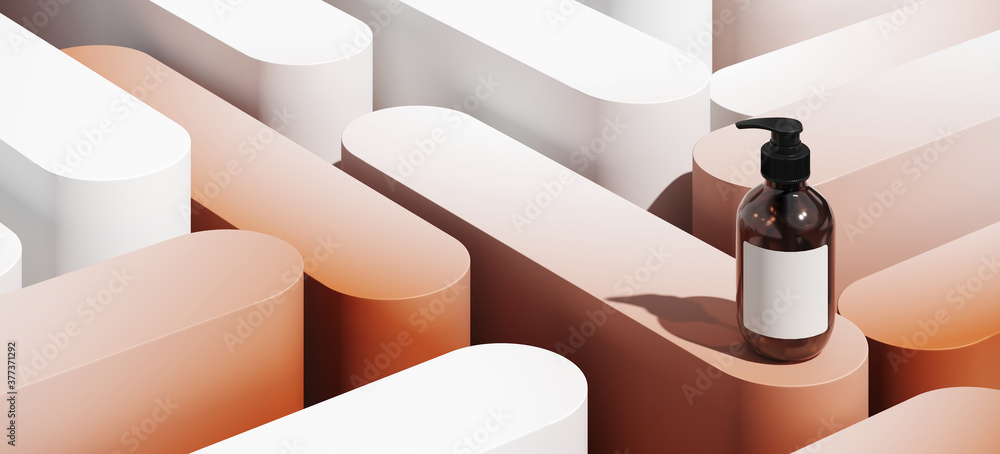 Poster minimal abstract mockup background for product presentation. white and red blending gradient podium.