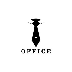 office logo vector illustration of tie and pencil design