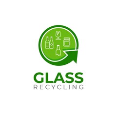 Glass recycling logo template. Waste glass recycling icon. Separate recycling for glass.