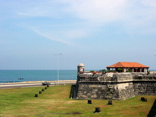 Fortified walls and sea view, Cartagena, Colombia