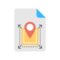 Navigation file icon. Document with map pin, gps file symbol. Vector illustration.