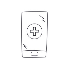 smartphone with cross line style icon vector design