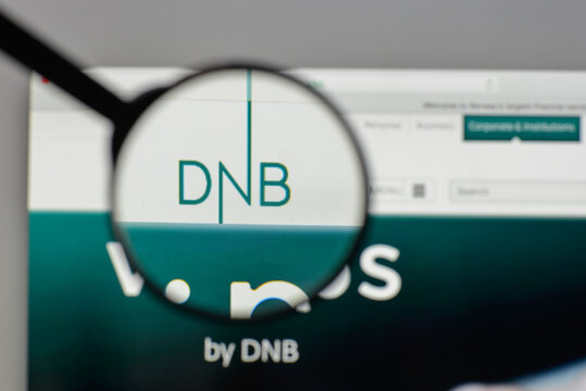Milan, Italy - August 10, 2017: DNB ASA logo on the website homepage.