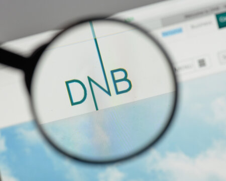 Milan, Italy - August 10, 2017: DNB ASA logo on the website homepage.