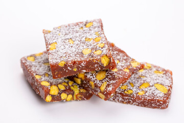 Traditional turkish dessert cezerye on the white background