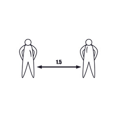 social distancing between two persons line style icon vector design