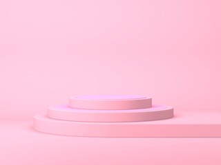 Empty showcase for cosmetic product presentation. Minimal scene