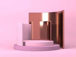 Empty showcase for cosmetic product presentation. Minimal scene