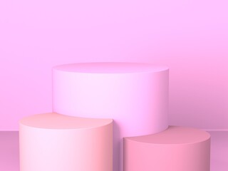 Empty showcase for cosmetic product presentation. Minimal scene