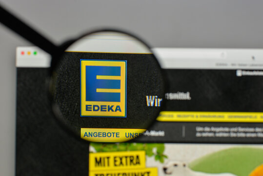 Milan, Italy - August 10, 2017: Edeka. logo on the website homepage.