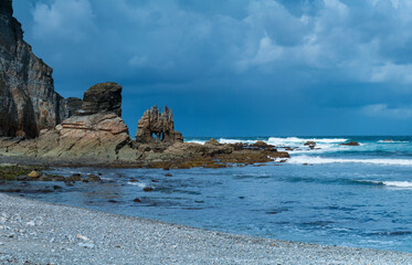 Fototapeta na wymiar Portizuelo beach, Villar, Valdes Council, Cantabrian Sea, Asturias, Spain, Europe