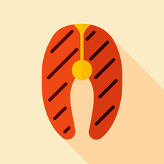 Salmon meat vector icon. Barbecue and bbq grill