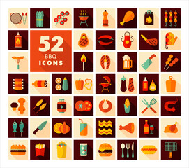 Barbecue and bbq grill icon set