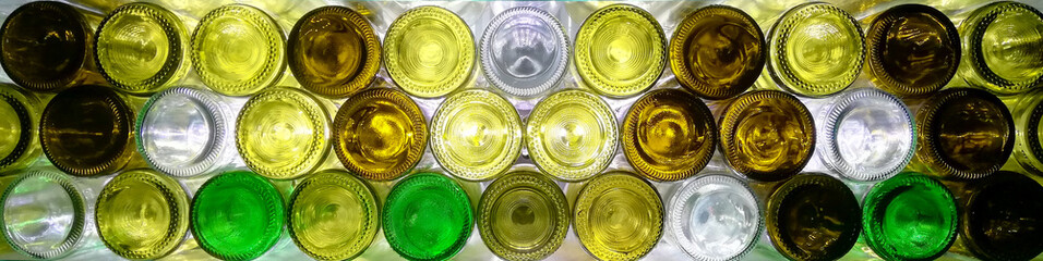 background of  empty wine bottles