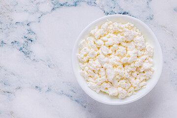 Curd or cottage cheese. Dairy product.